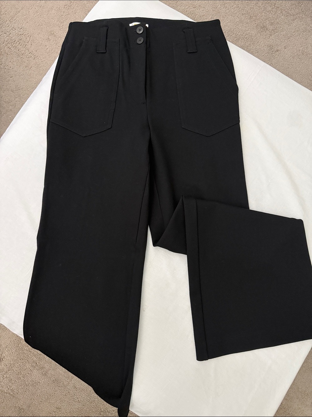 Maeve Women's Black Boot Cut Pants with Front Patch Pockets